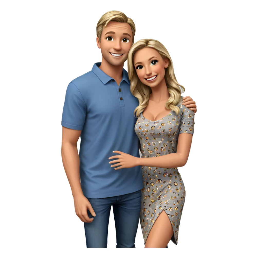 happy couple in casual attire sticker