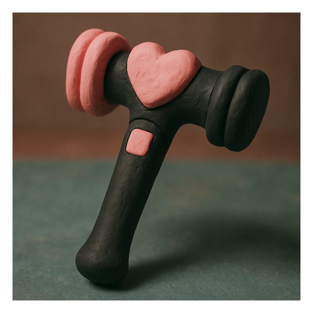BLACKPINK-inspired object, black and pink colors, matte sculpted clay look, claymation style sticker