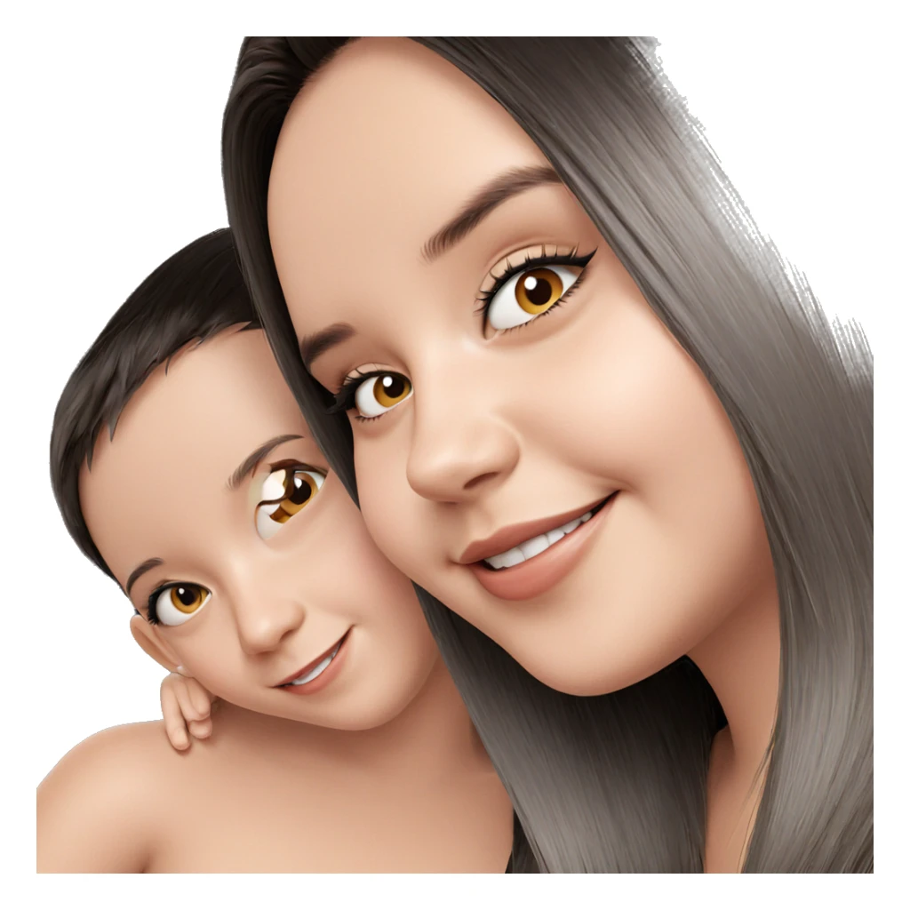 smiling girl with boy portrait sticker