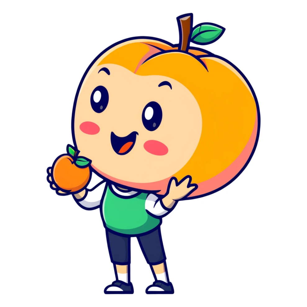Tongue out licking a peach sticker