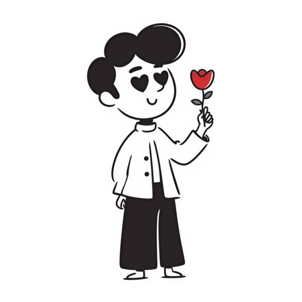 Handsome boyfriend figure with heart eyes sticker