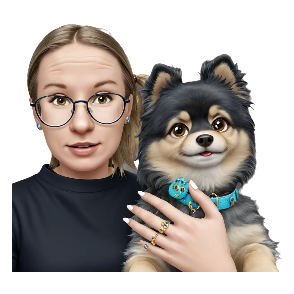 girl with dog and jewelry sticker