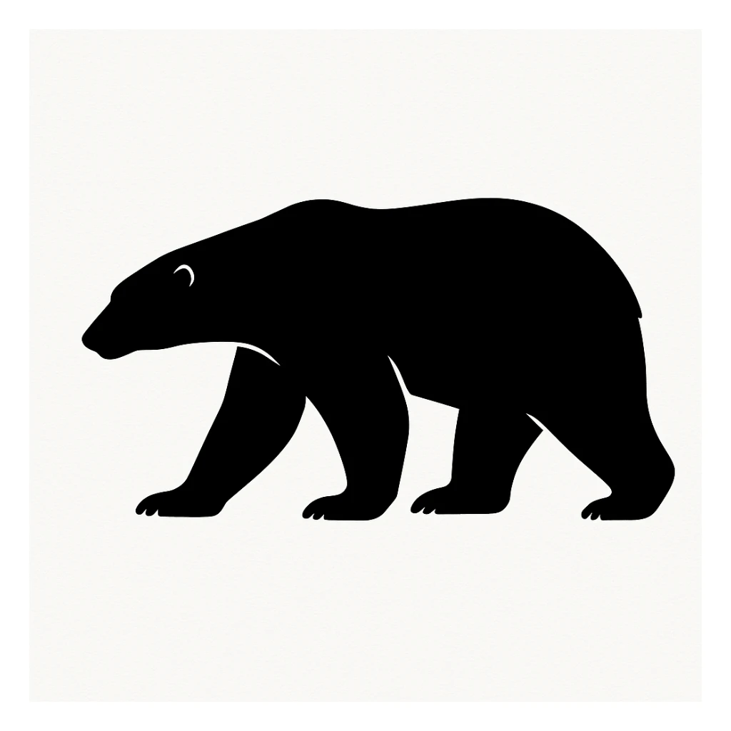 Polar bear black silhouette white background sticker