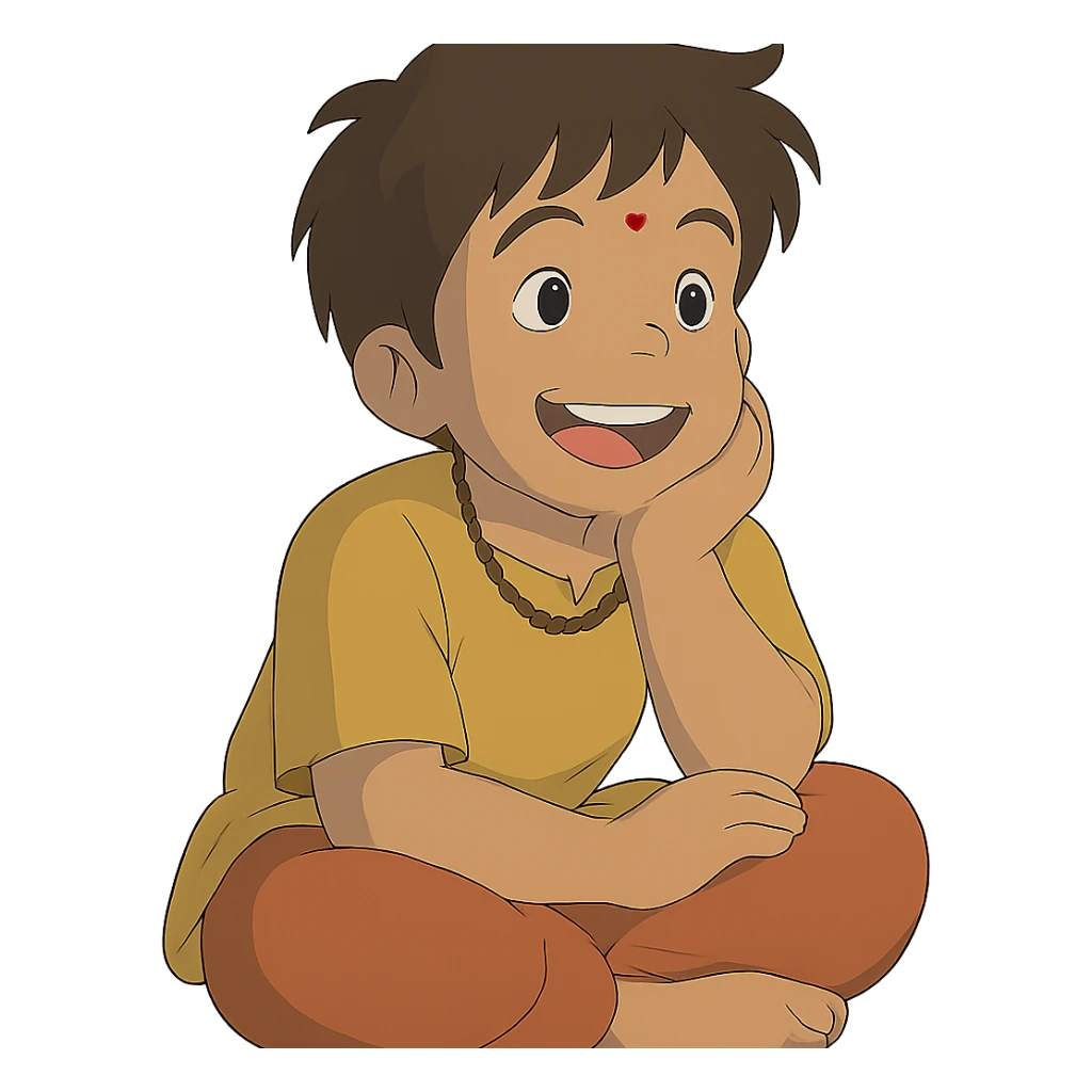 happy Indian kid listening to a story sticker