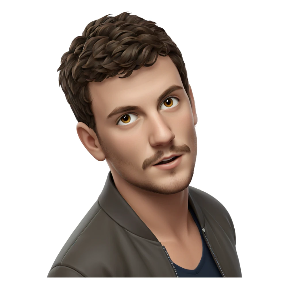 brown-haired boy in jacket sticker