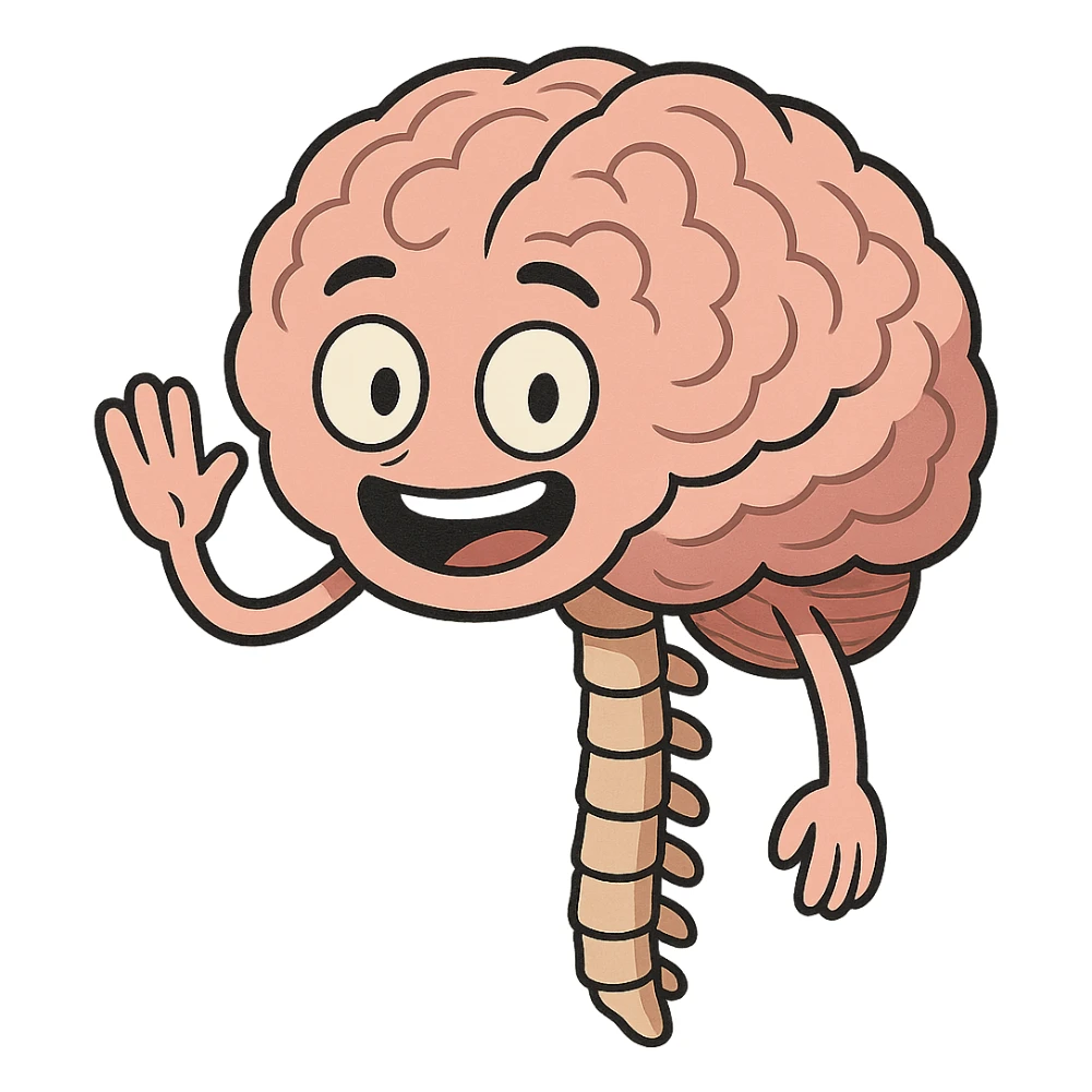 brain and spinal cord, cartoon style, friendly and approachable sticker