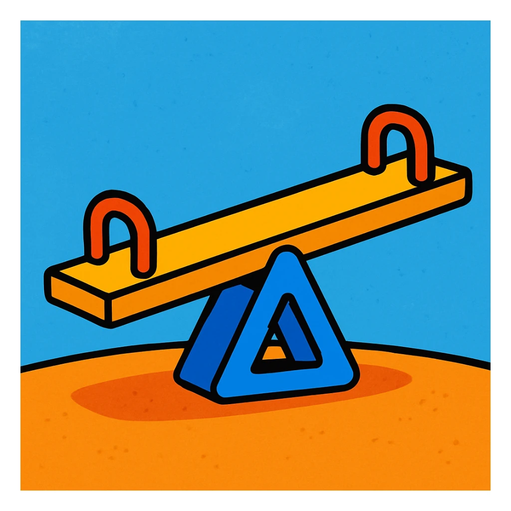 a seesaw, playful and simple, vibrant cartoon style sticker