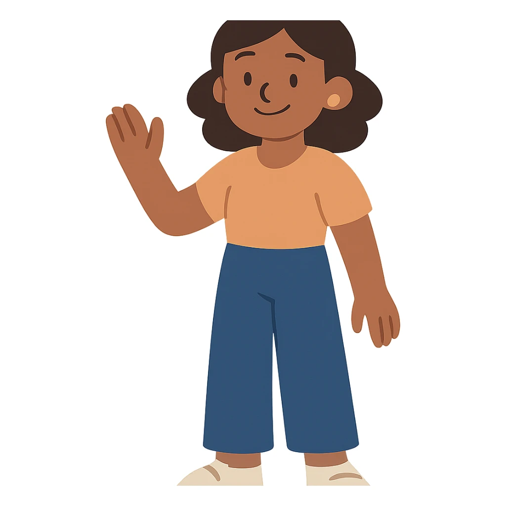 flat toon style character of mela.alm sticker