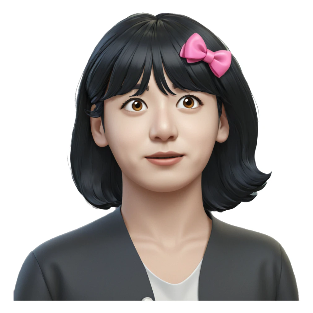 girl with black hair bow sticker