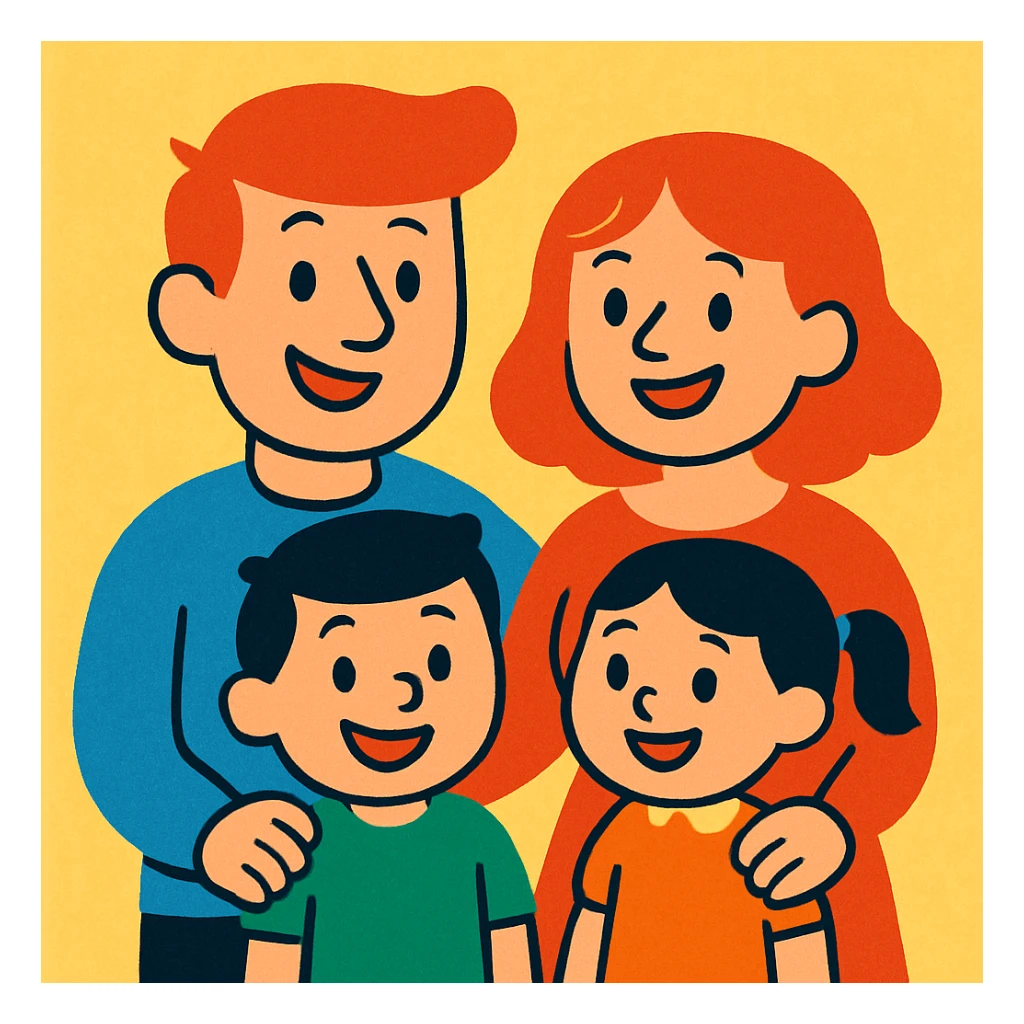 a family in vibrant toon style sticker