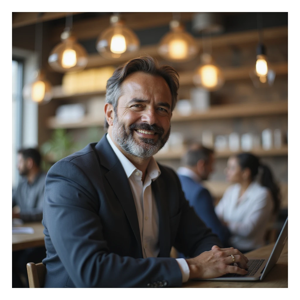 indian businessman encouraging customers sticker