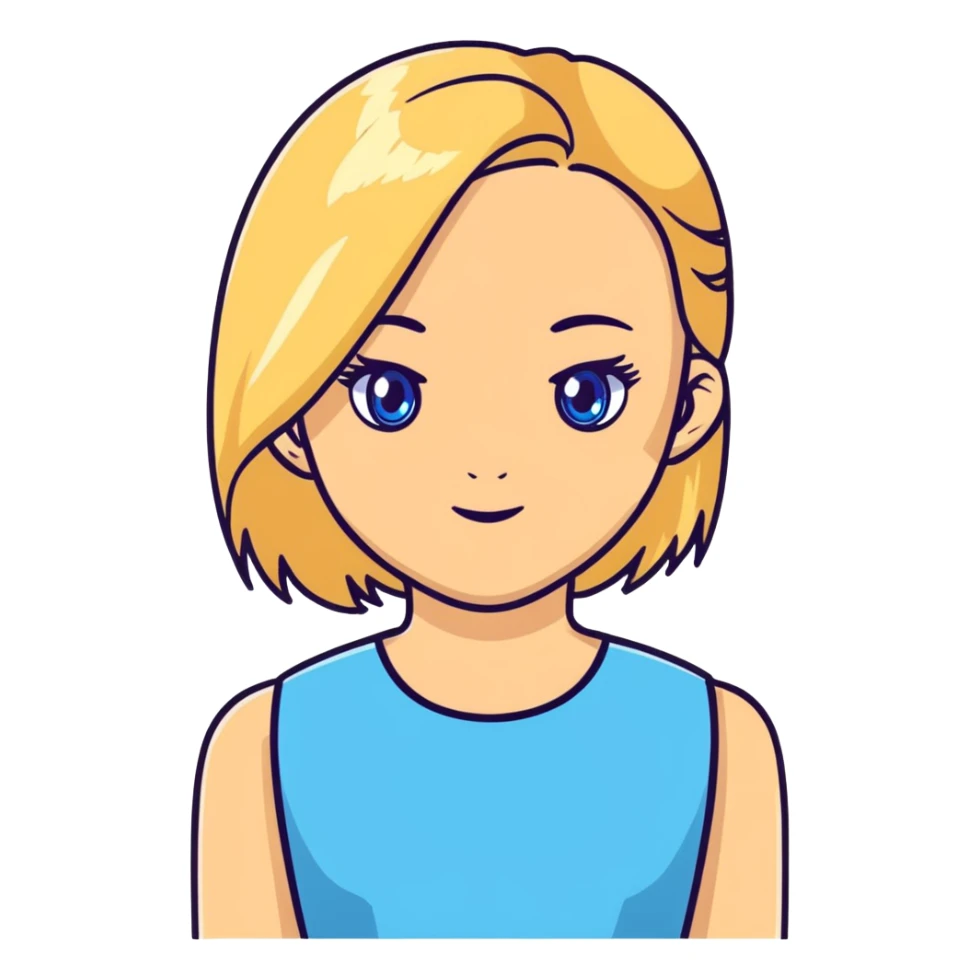 Blonde girl who cant speak and has blue eyes sticker