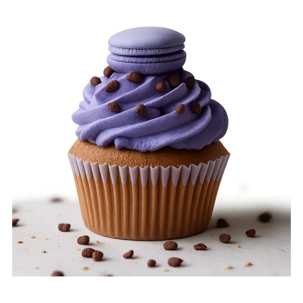 Change the icing to blueberry, keep the realistic cupcake and accessories, photorealistic style, transparent background. sticker