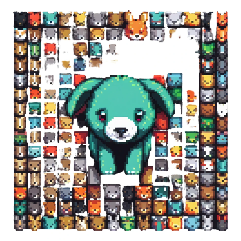 animal in pixel art style using 32 distinct colors sticker