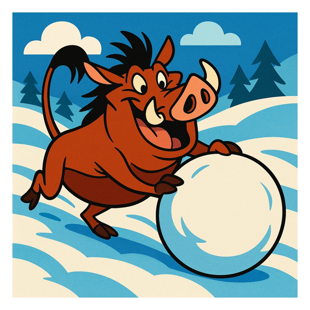 pumbaa rolling snowball sticker