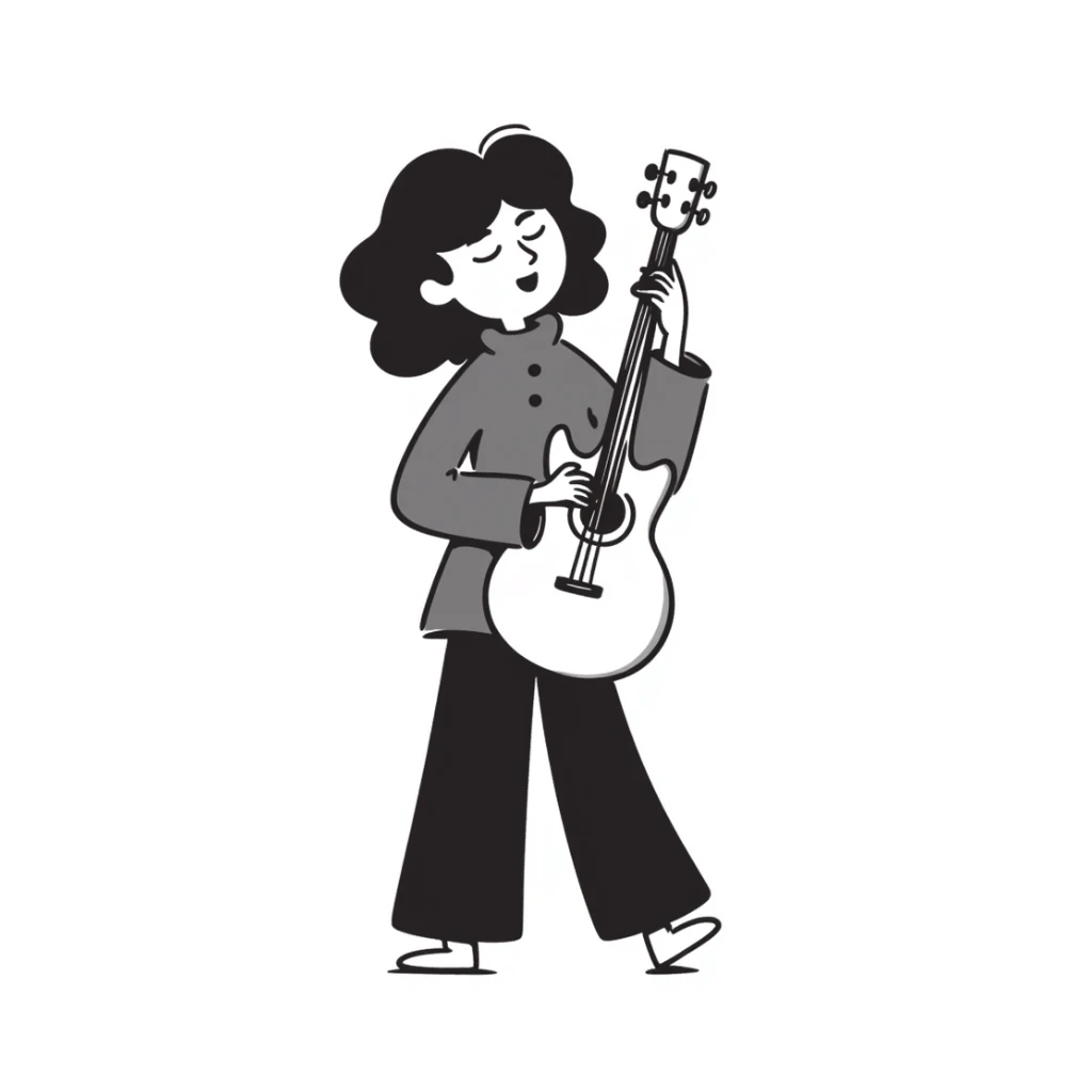 Person passionately playing musical instrument with emotion sticker