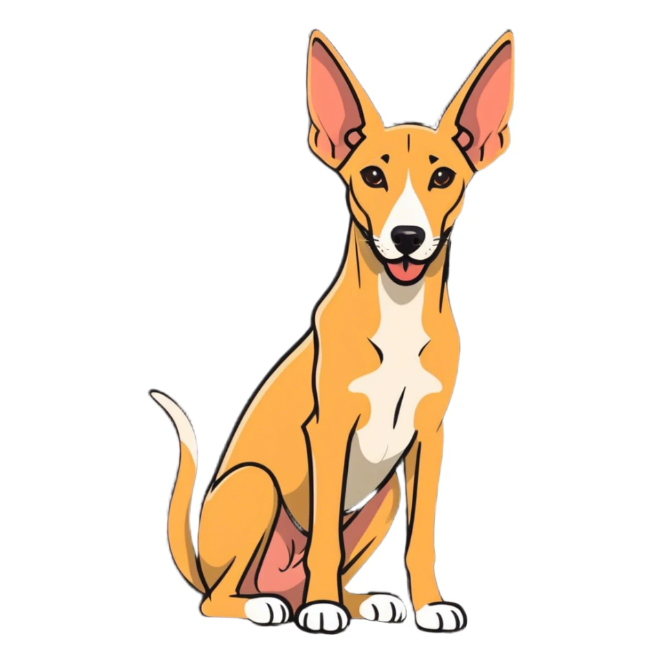An Egyptian pharaoh hound sitting down with its tongue out sticker