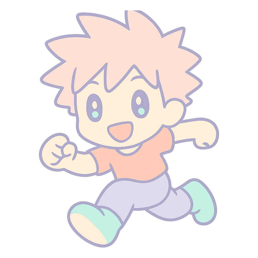 anime character, spiky hair, intense expression, action pose, shonen anime style sticker