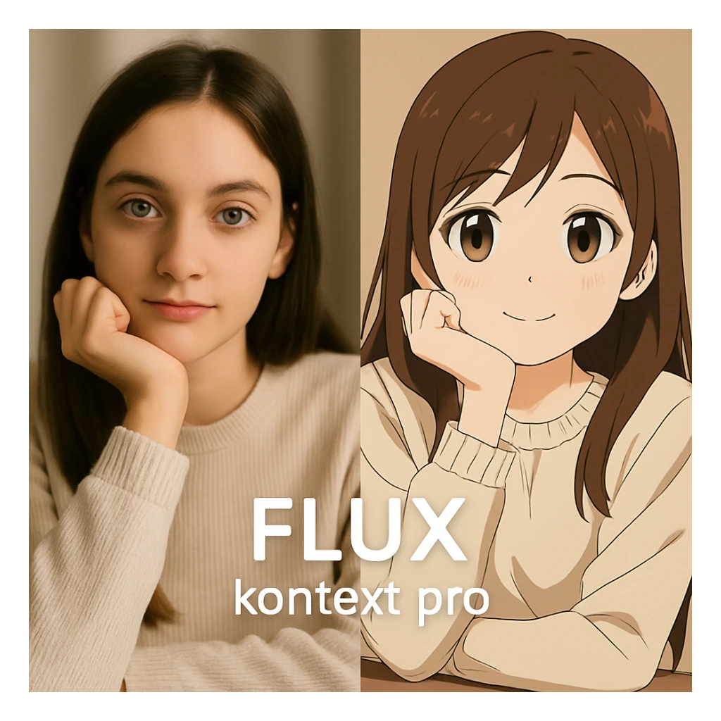 replace the logo with the text of "FLUX kontext pro" without black background just text, keep everything else same sticker