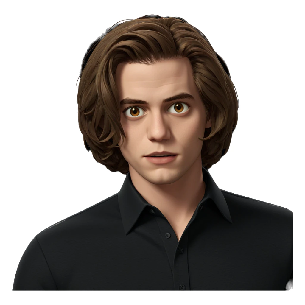 brown-haired boy in black shirt sticker