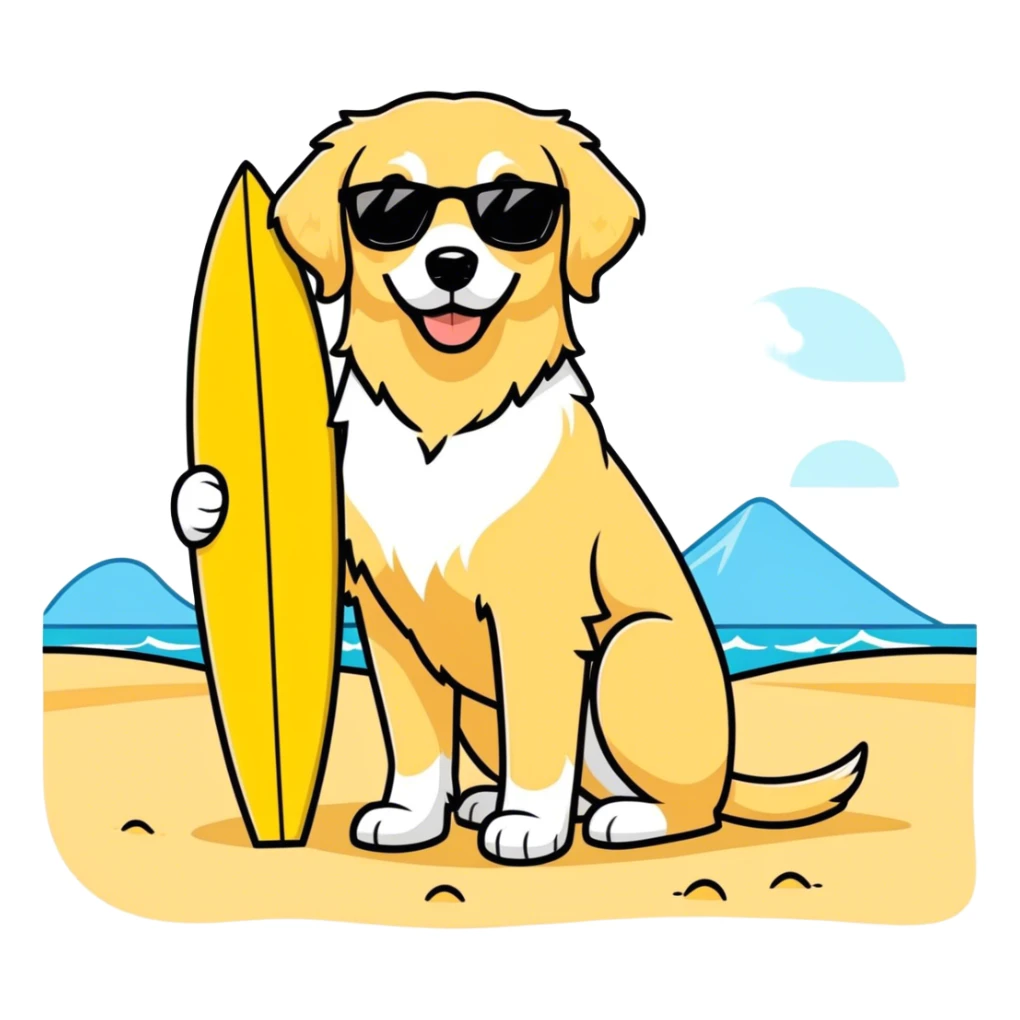 Golden retriever on the Florida beach  sticker