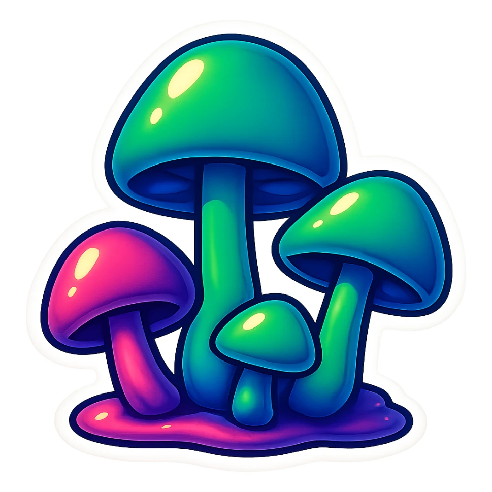 alien mushrooms. make a bunch of mushroom patches like the attached sticker