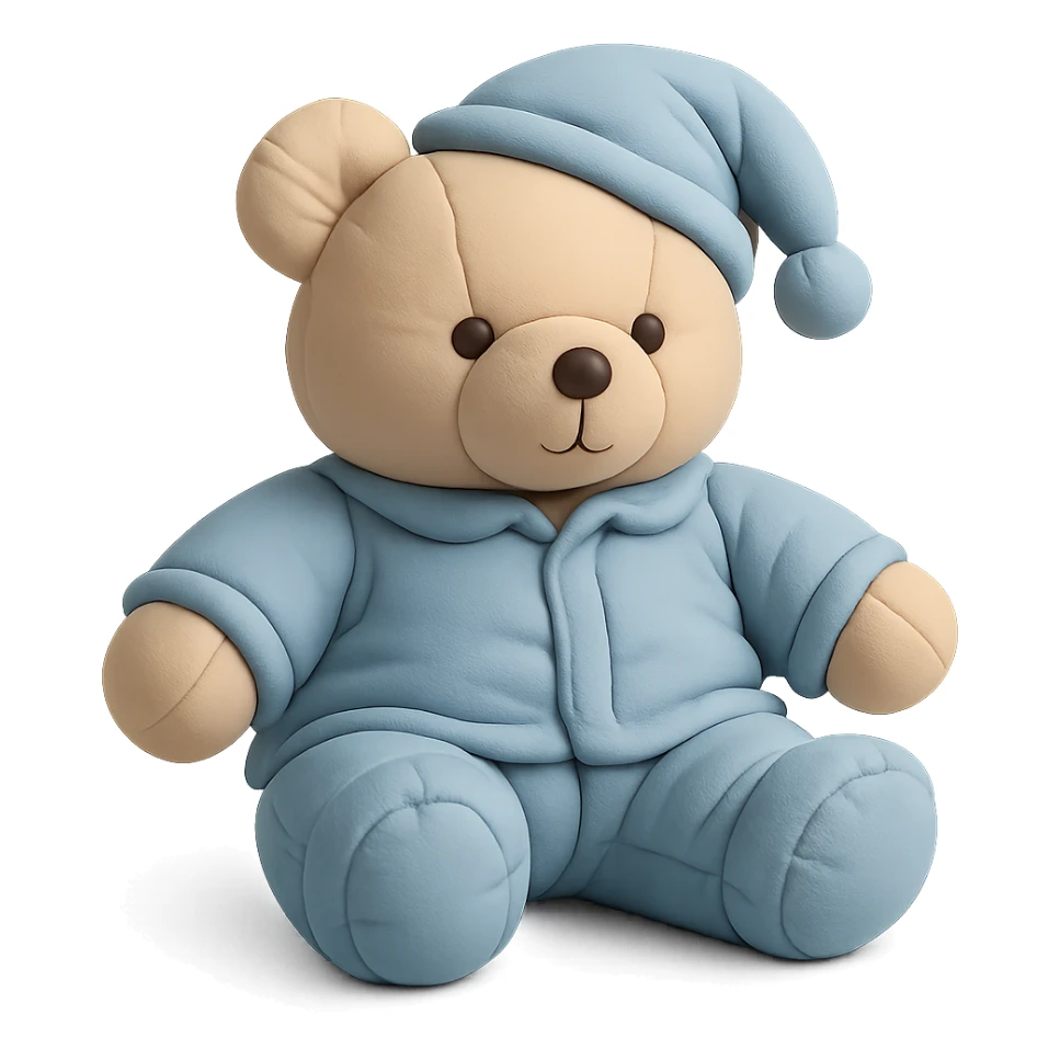 teddy bear wearing soft and cozy pajamas, cushion style sticker