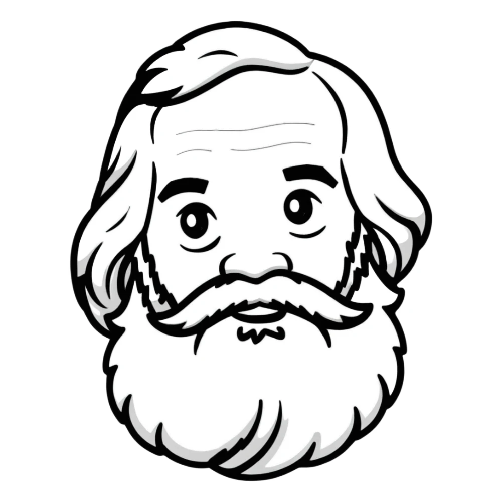 Karl Marx with a big beard, friendly expression sticker