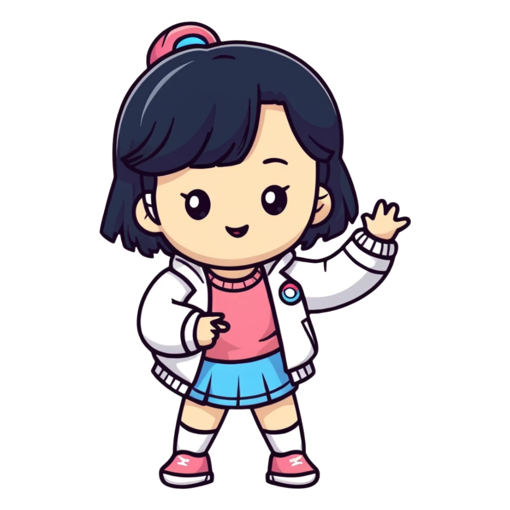 Korean girl with K-pop style sticker