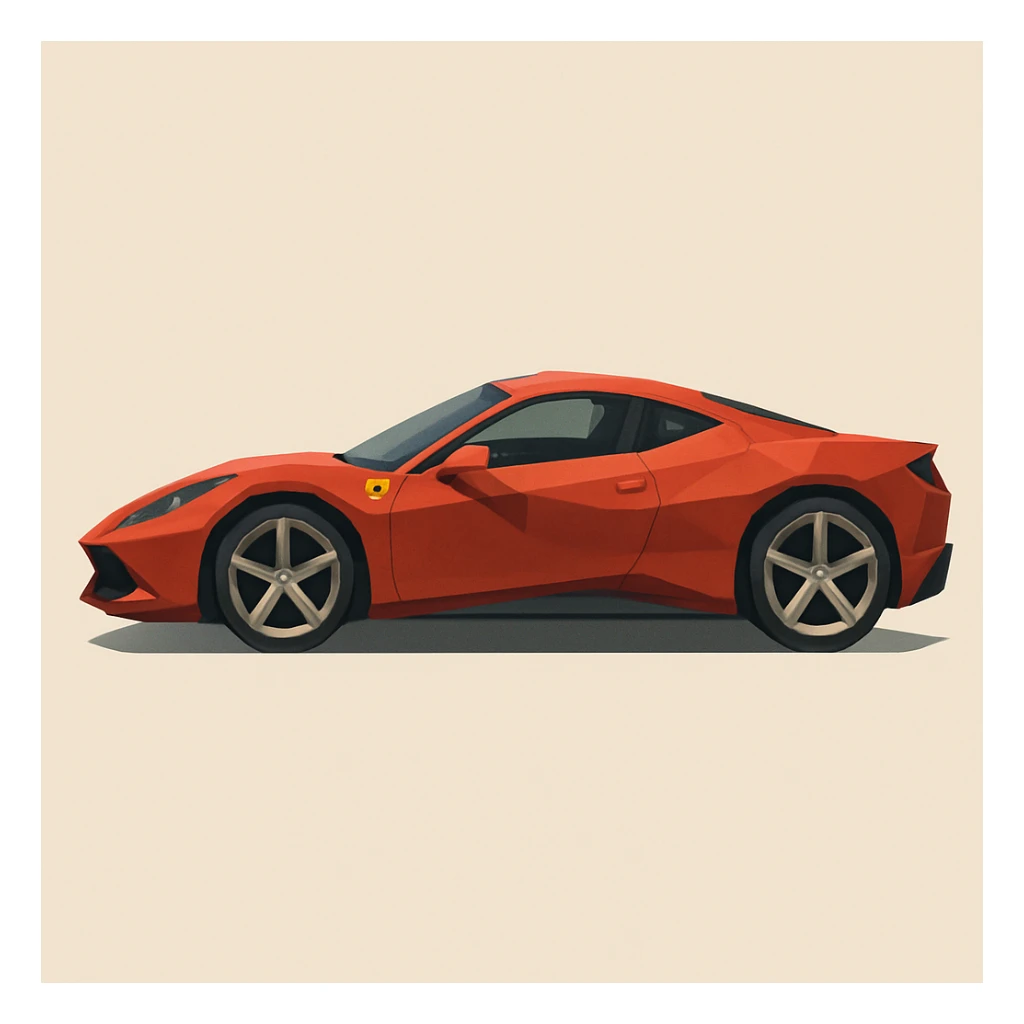 red Ferrari sports car, side view, clean modern illustration style sticker