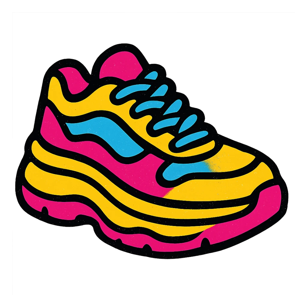a chunky sneaker in a modern, streetwear-inspired style with bold colors sticker