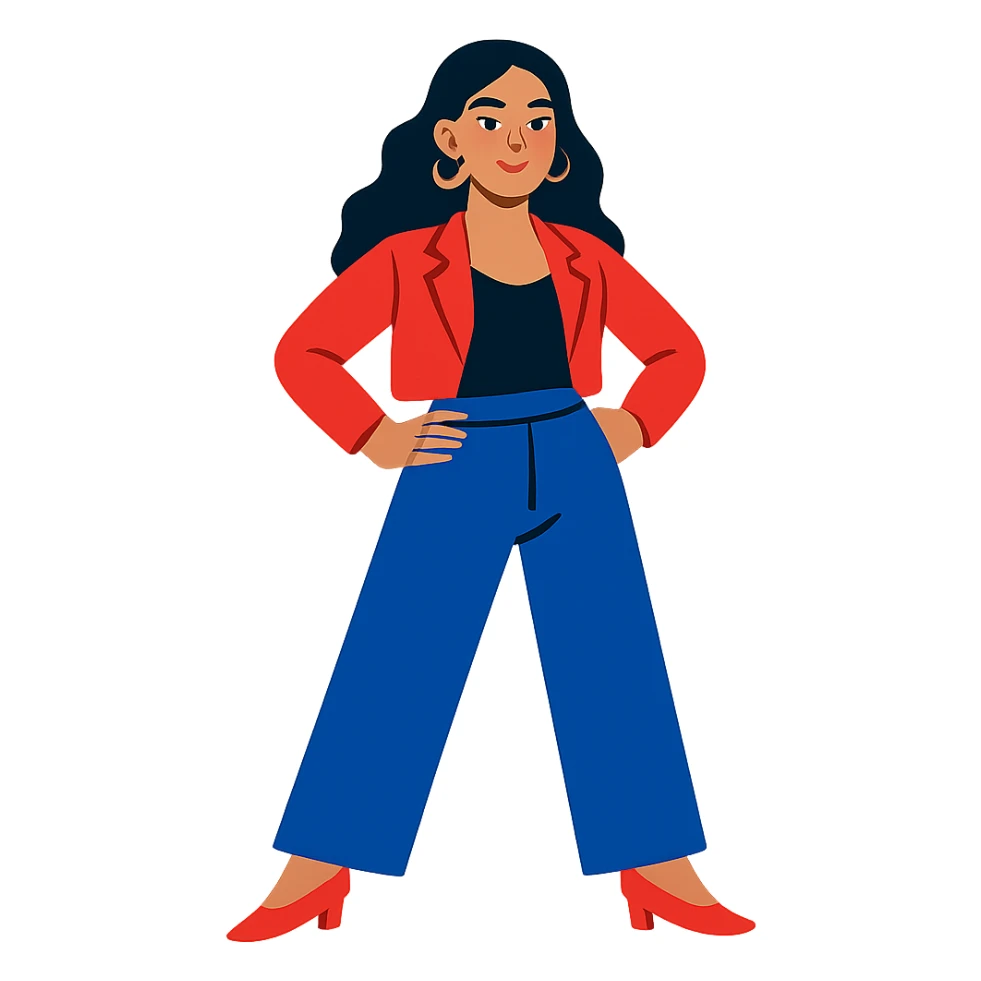 flat toon style stylish, beautiful girl, bold colors, confident stance sticker