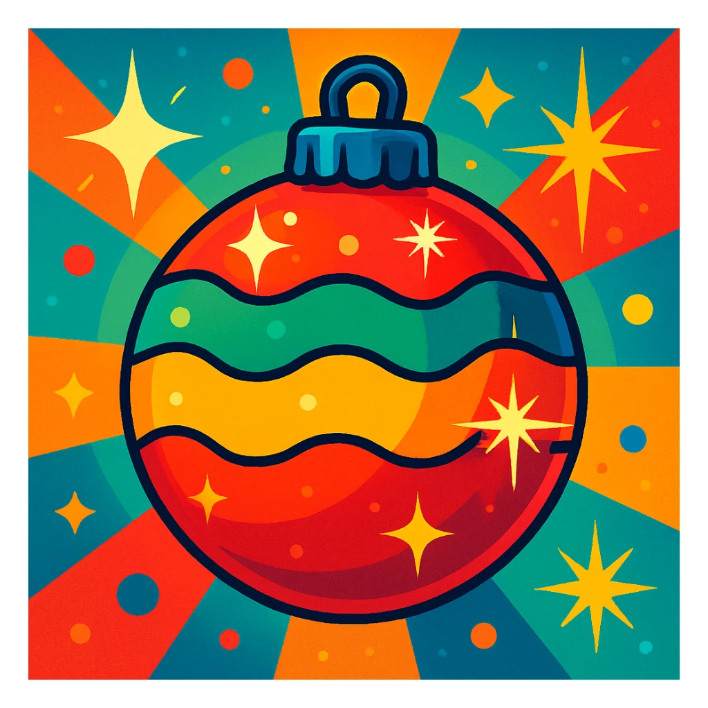 brilliant and festive Christmas ornament sphere, shiny, colorful, sparkling lights sticker