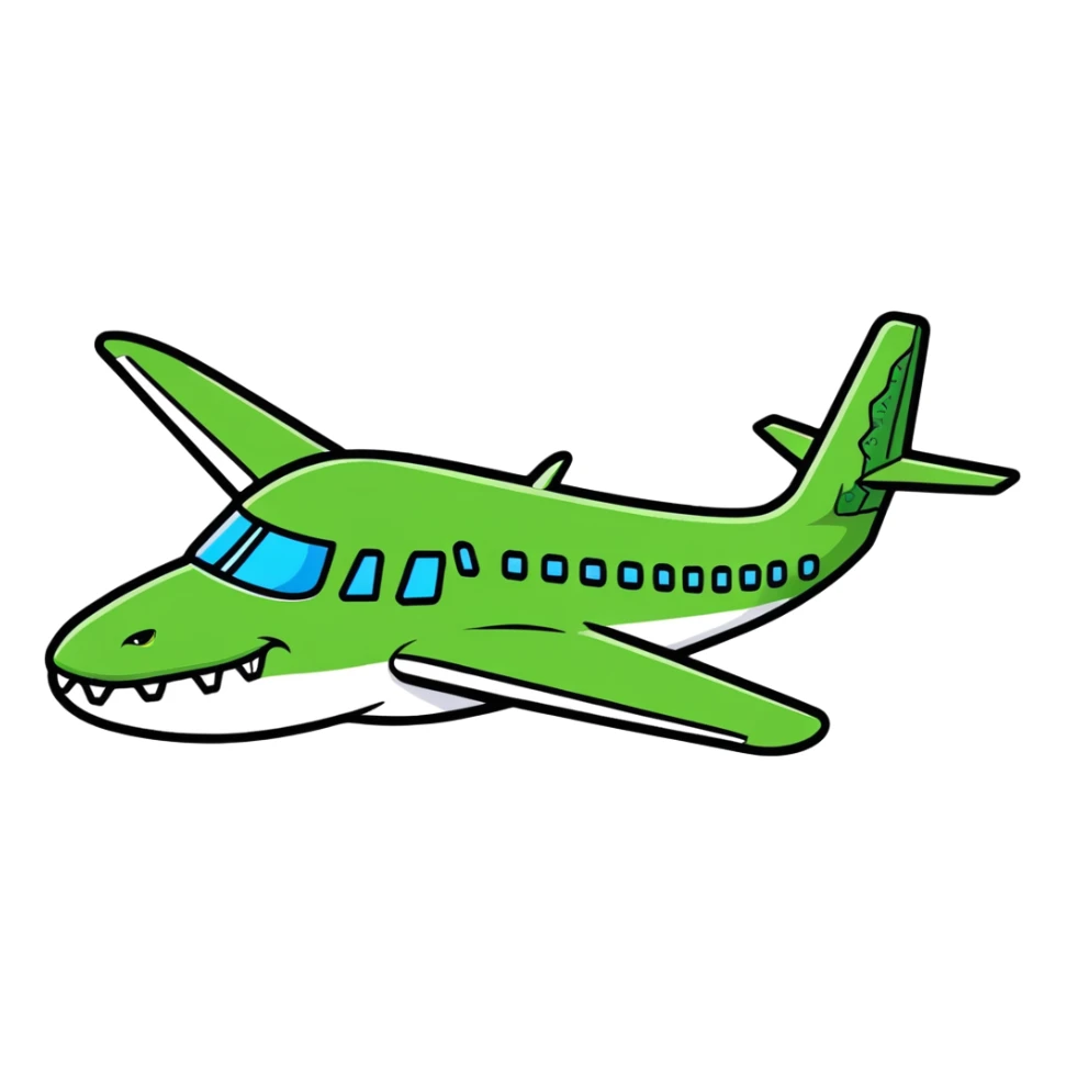 airplane with crocodile features like snout and tail sticker