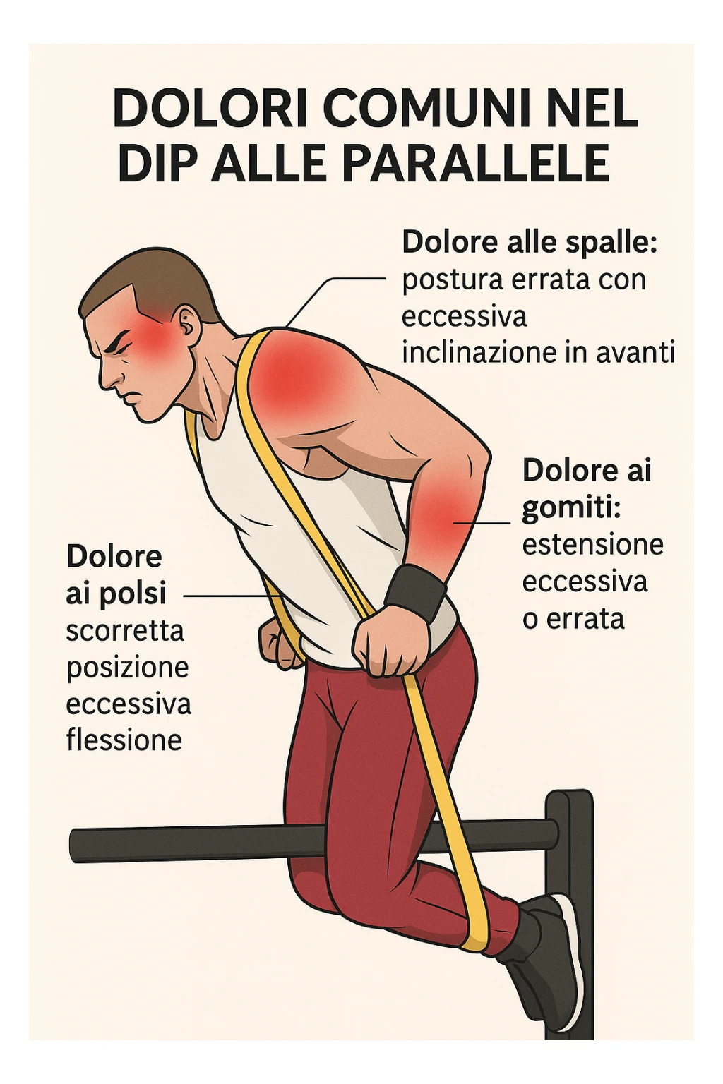 Dolore nel dip per errori di tecnica, facciamo capire bene i dolori in italiano sticker