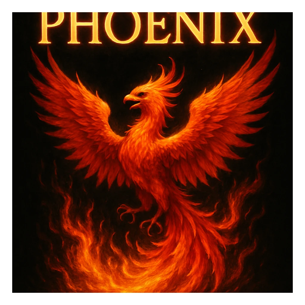 make image of phoenix with title, black background sticker