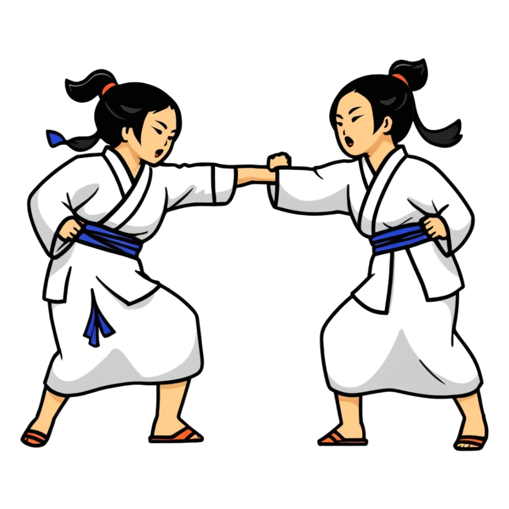 two asian street women fighting sticker