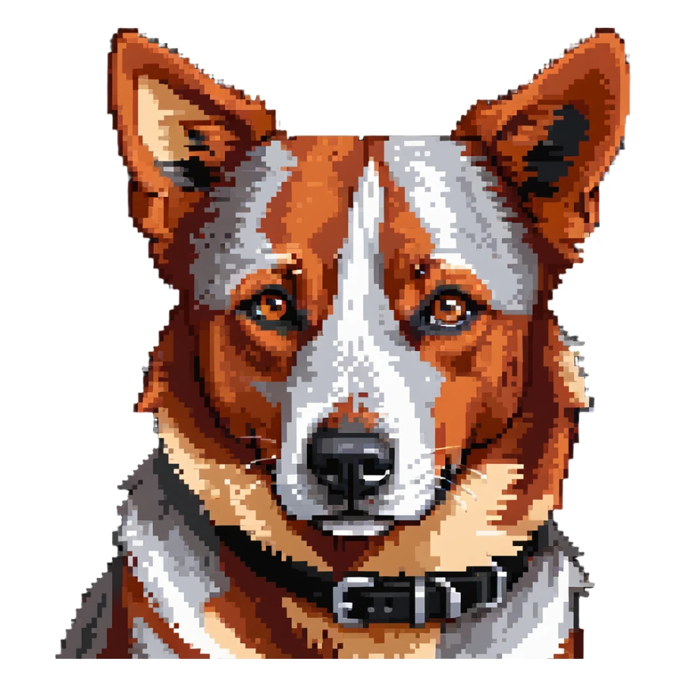 head shot of red heeler cattle dog with distinctive red speckled coat sticker