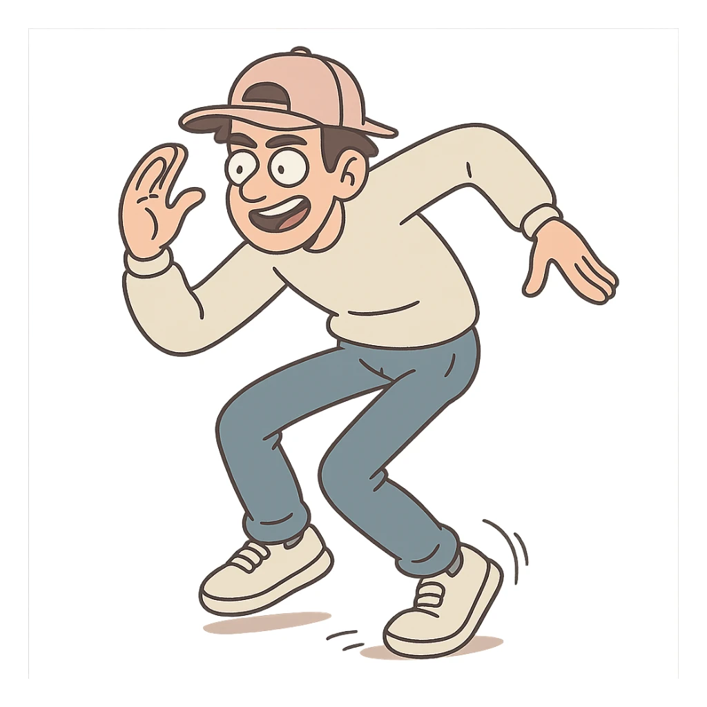 a person doing the Griddy dance, cartoon style, dynamic movement sticker