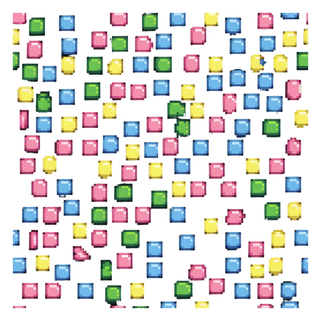 pixelated chewing gum in vibrant colors sticker