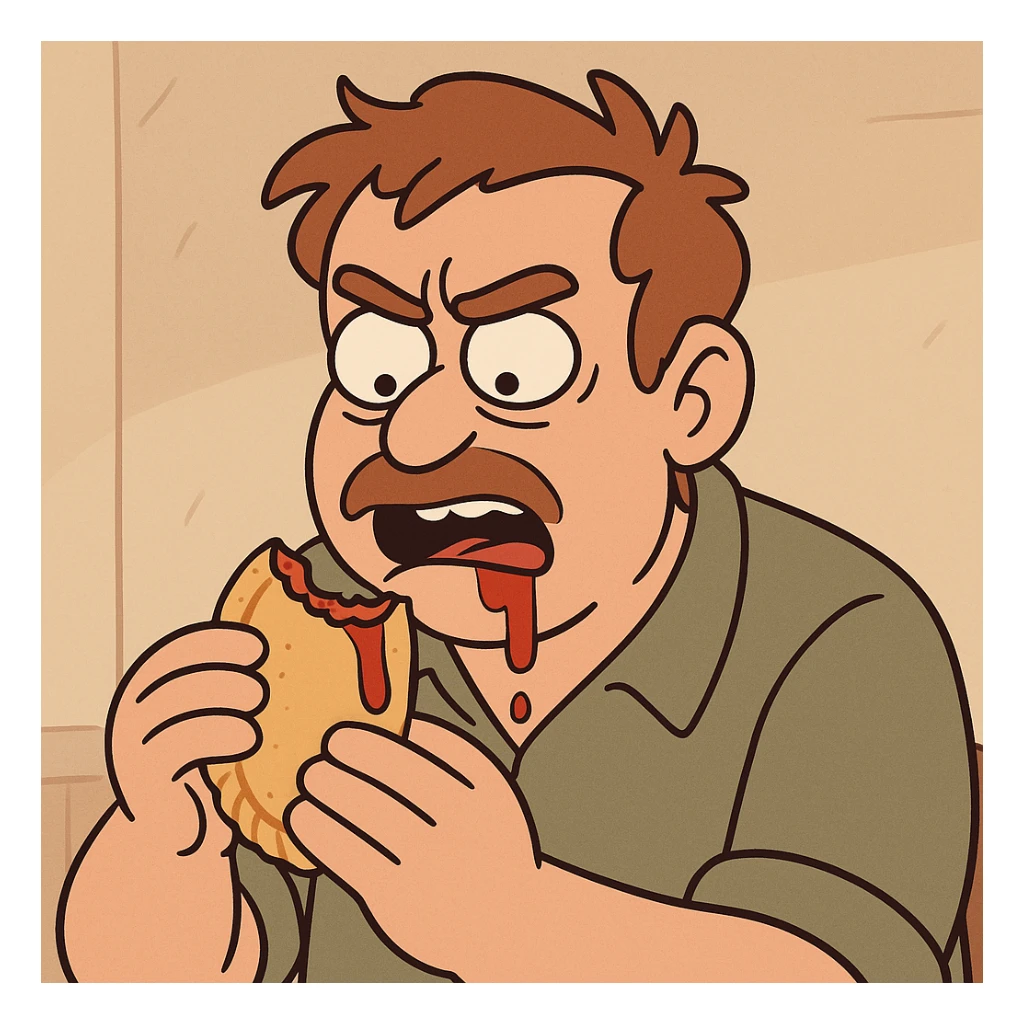 ketchup sauce Empanada the man was eating sticker
