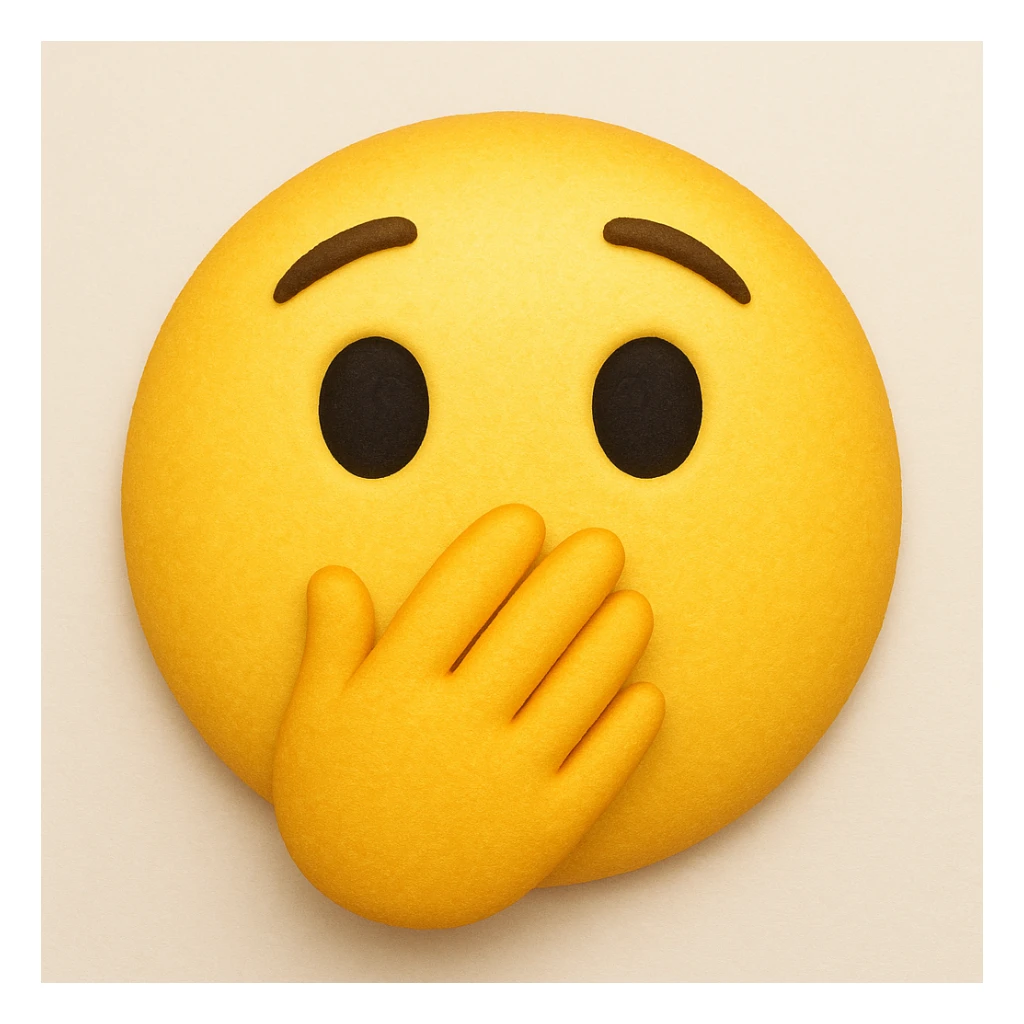 yellow face with hand over mouth sticker