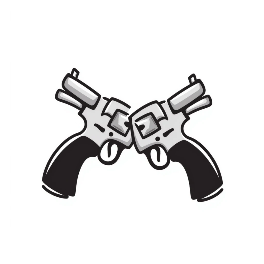dual pistols hand drawn doodle style sticker