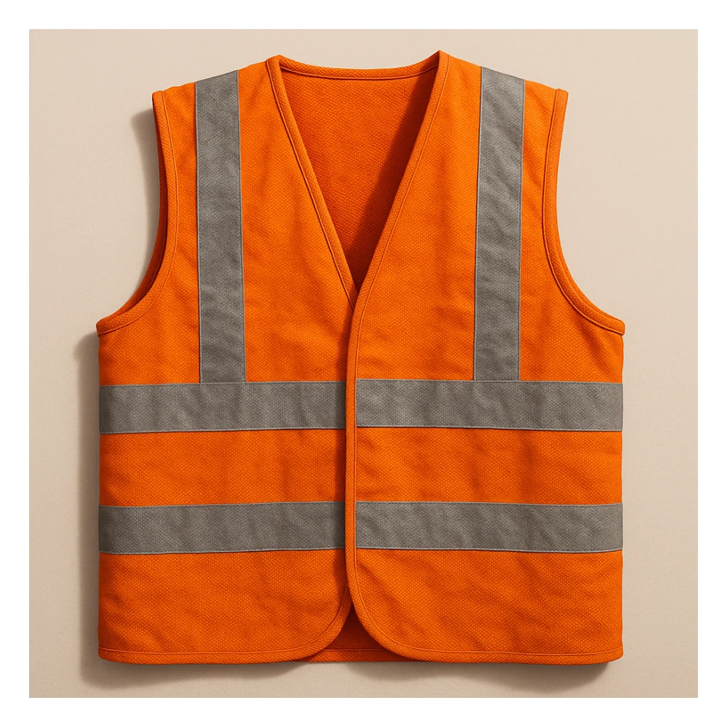 orange safety vest, realistic details, reflective strips sticker