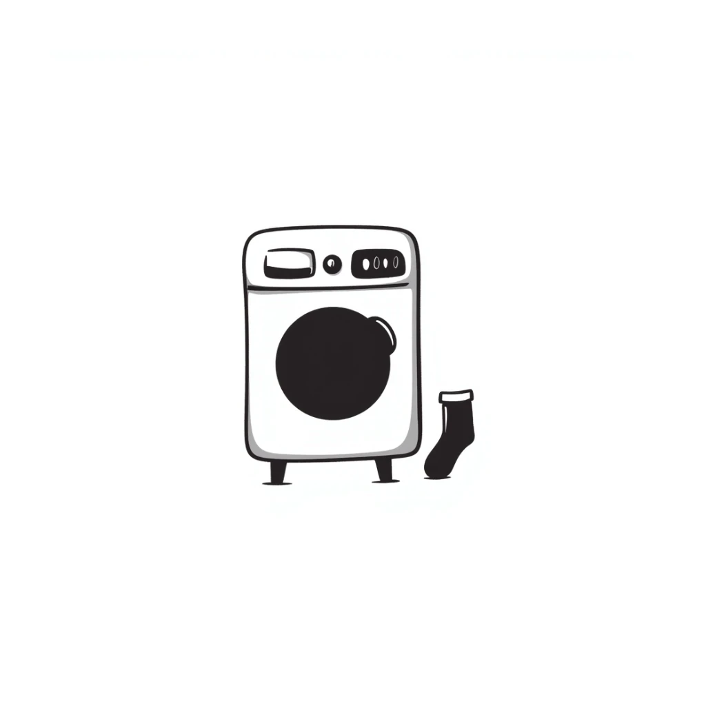 hand-drawn doodle of a washing machine, simple and playful sticker