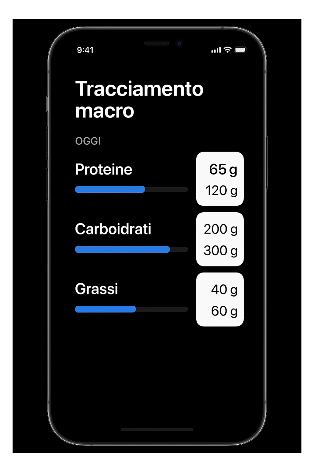Tracking di macros alimentari su iphone in italiano sticker
