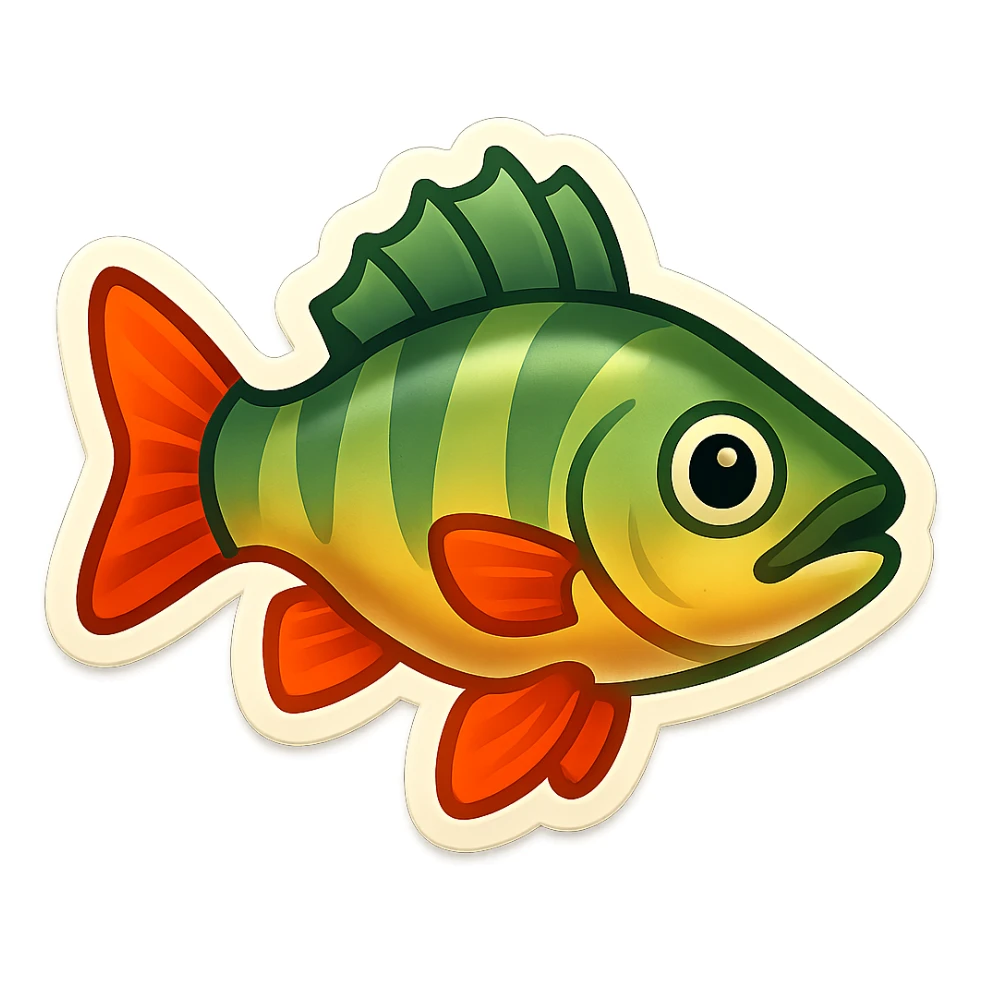perch fish, emoji style, inspired by Twitter Emoji Stickers, simple and expressive sticker