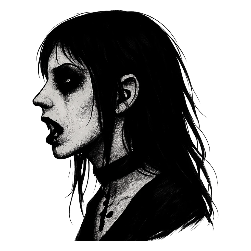 goth scary profile girl, remove background sticker