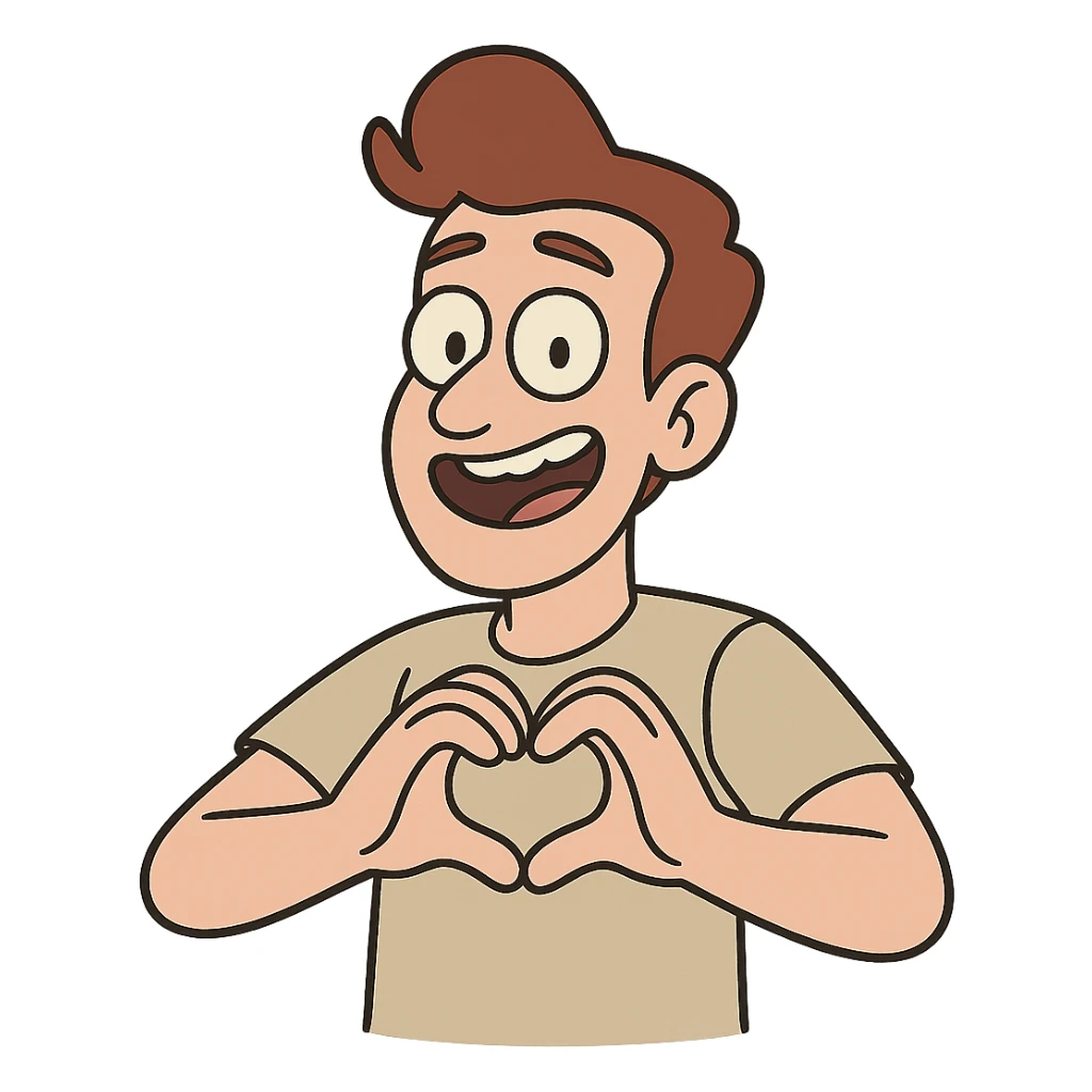 flat toon style heart hands gesture sticker