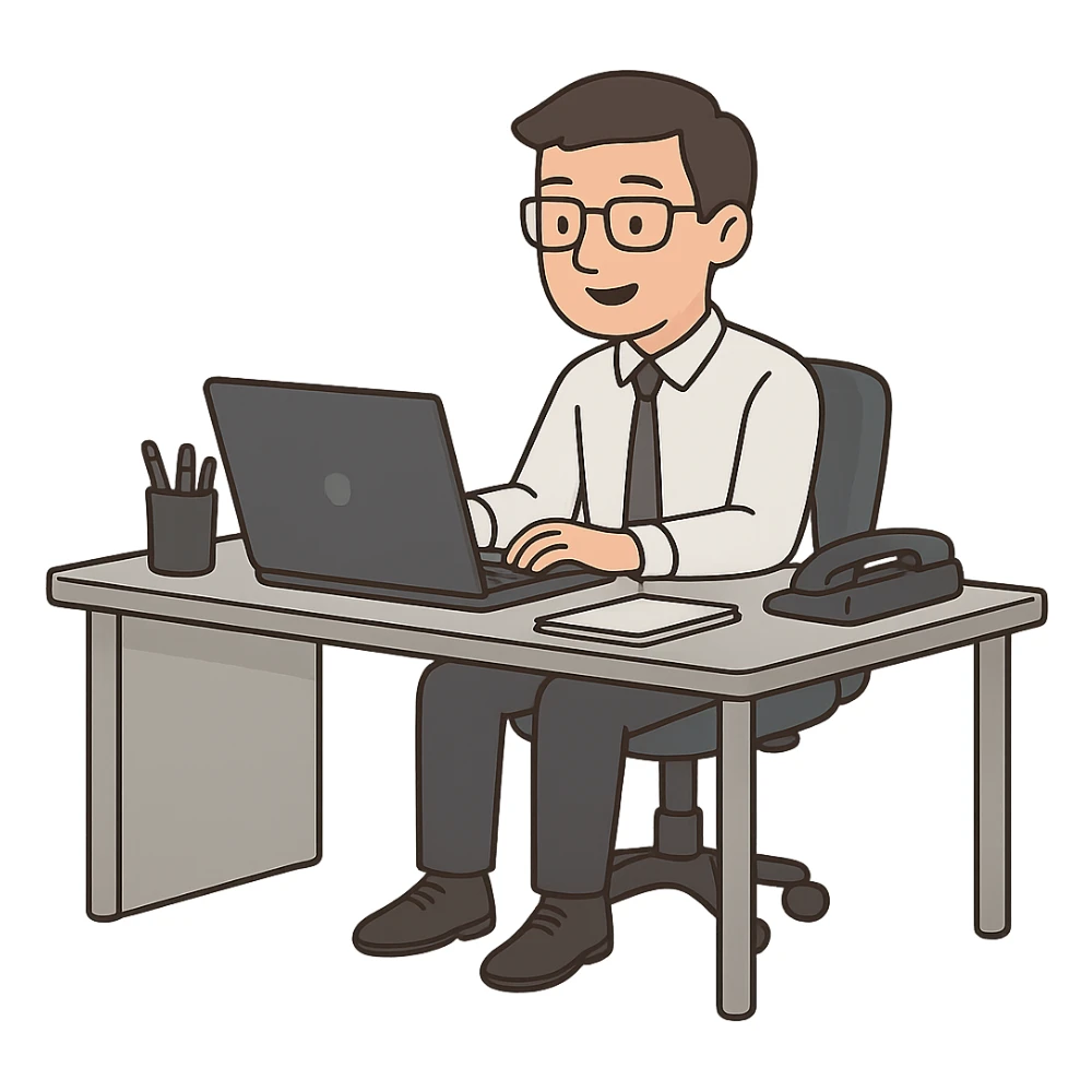 office worker at desk sticker
